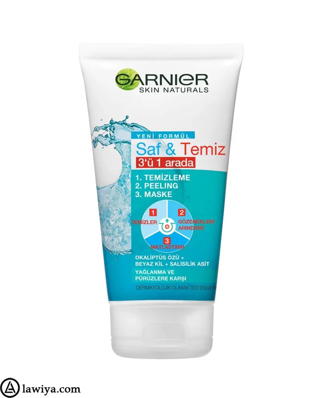 ژل شستشوی پوست چرب سه در یک گارنیر اصل مدل Garnier Saf & temiz