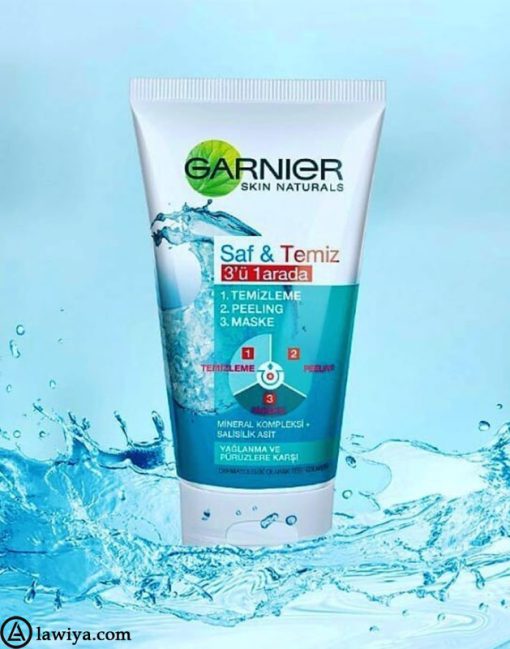 ژل شستشوی پوست چرب سه در یک گارنیر اصل مدل Garnier Saf & temiz