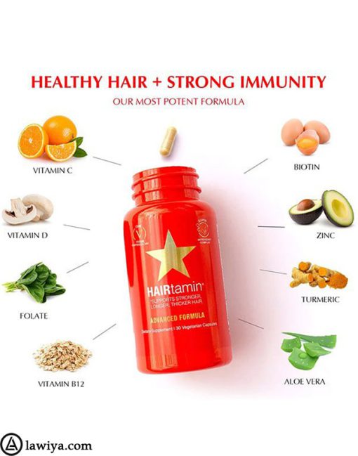 قرص تقویت کننده مو هیرتامین اصل آمریکا (Advanced Formula Hair Vitamin Hairtamin)