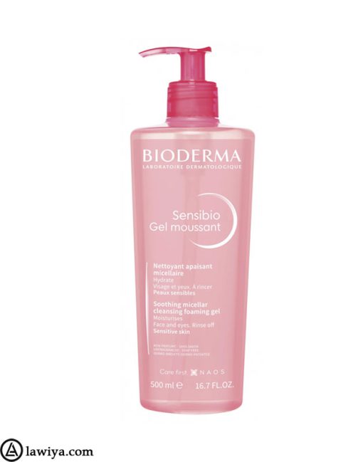 ژل فوم سنسبیو بایودرما برای پوست های حساس و خشک اصل فرانسه Bioderma sensibio gel moussant cleansing foam حجم 500 میل1