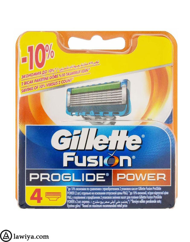 تیغ خود تراش ژیلت فیوژن پروگلاید پاور بسته 4 عددی اصل Gillette Fusion ProGlide Power razor1