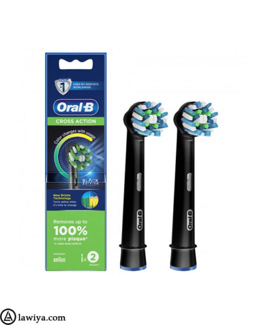 یدک مسواک برقی اورال بی مدل کراس اکشن نسخه مشکی اصل آلمان بسته 2 عددی - Oral B cross action black edition Heads brush pack of 2