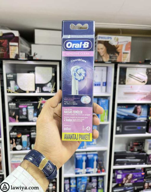 یدک مسواک برقی اورال بی اصل آلمان مدل sensitive clean بسته 4 عددی - Oral B sensitive clean Heads brush pack of 4