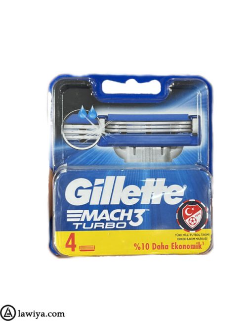 یدک ژیلت مدل مَچ تری توربو اصل بسته 4 عددی-Gillette Mach3 Turbo cartridge4-lawia- 10