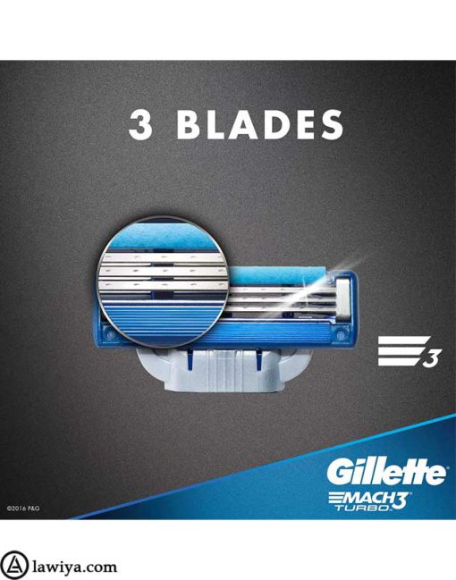 یدک ژیلت مدل مَچ تری توربو اصل بسته 4 عددی-Gillette Mach3 Turbo cartridge4-lawia- 4