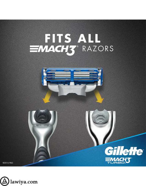 یدک ژیلت مدل مَچ تری توربو اصل بسته 4 عددی-Gillette Mach3 Turbo cartridge4-lawia-6