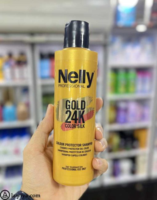 شامپو مو های رنگ شده 24k گلد نلی - nelly professional gold 24k color silk colour protector shampoo