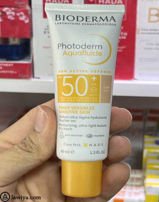 کرم ضد آفتاب آکوافلوید بایودرما فوتودرم SPF+50 رنگ روشن اصل فرانسه - Bioderma Photoderm Aquafluide Sunscreen SPF 50+ Claire - Sun Active Defense 40ml