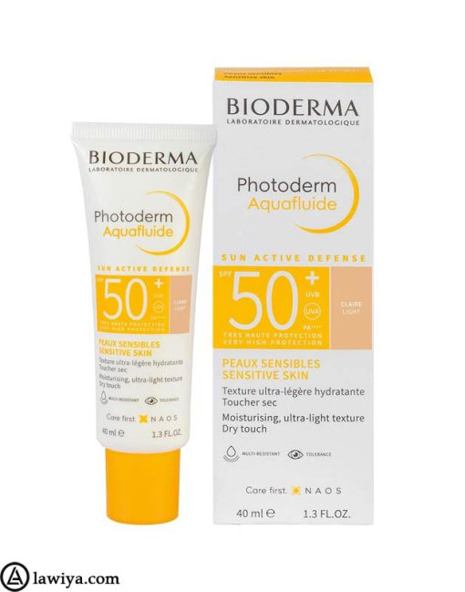 کرم ضد آفتاب آکوافلوید بایودرما فوتودرم SPF+50 رنگ روشن اصل فرانسه - Bioderma Photoderm Aquafluide Sunscreen SPF 50+ Claire - Sun Active Defense 40ml