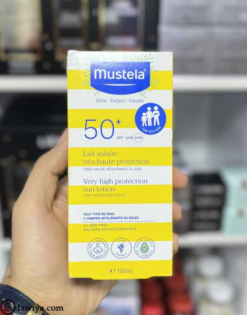 لوسیون ضد آفتاب موستلا +SPF 50 مناسب کودک اصل فرانسه 100 میل - mustela very high protection sun lotion spf 50+ 100 ml