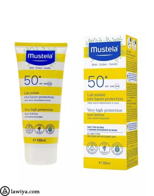 لوسیون ضد آفتاب موستلا +SPF 50 مناسب کودک اصل فرانسه 100 میل - mustela very high protection sun lotion spf 50+ 100 ml