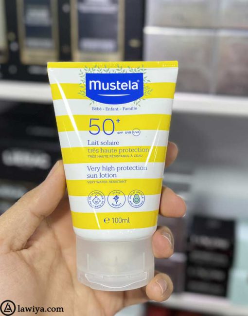 لوسیون ضد آفتاب موستلا +SPF 50 مناسب کودک اصل فرانسه 100 میل - mustela very high protection sun lotion spf 50+ 100 ml