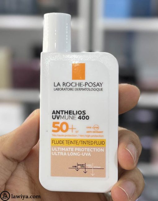 کرم ضد آفتاب لاروش پوزای رنگی مدل Anthelios SPF 50 اصل فرانسه 50 میل - LA ROCHE POSAY ANTHELIOS UVMUNE 400 INVISIBLE TINTED FLUID SPF50+ SUN CREAM 50ML