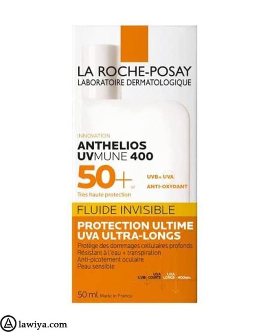 ضد آفتاب بی رنگ لاروش پوزای SPF50 مدل Anthelios اصل فرانسه 50 میل - LA ROCHE POSAY ANTHELIOS UVMUNE 400 INVISIBLE FLUID SPF50+ SUN CREAM 50ML