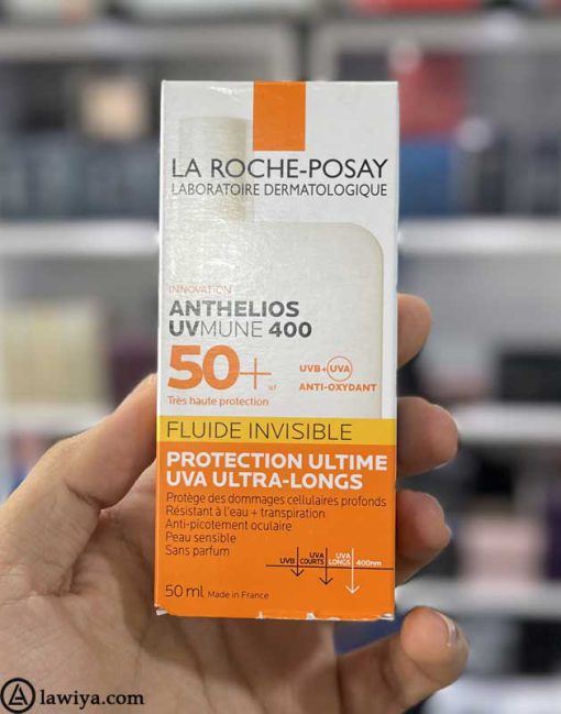 ضد آفتاب بی رنگ لاروش پوزای SPF50 مدل Anthelios اصل فرانسه 50 میل - LA ROCHE POSAY ANTHELIOS UVMUNE 400 INVISIBLE FLUID SPF50+ SUN CREAM 50ML