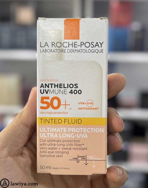 کرم ضد آفتاب لاروش پوزای رنگی مدل Anthelios SPF 50 اصل فرانسه 50 میل - LA ROCHE POSAY ANTHELIOS UVMUNE 400 INVISIBLE TINTED FLUID SPF50+ SUN CREAM 50ML