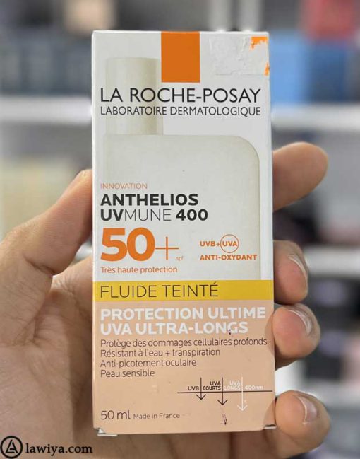 کرم ضد آفتاب لاروش پوزای رنگی مدل Anthelios SPF 50 اصل فرانسه 50 میل - LA ROCHE POSAY ANTHELIOS UVMUNE 400 INVISIBLE TINTED FLUID SPF50+ SUN CREAM 50ML