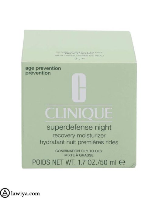 کرم شب جوانساز و آبرسان کلینیک اصل آمریکا 50 میل - clinique superdefense night recovery moisturizer 50ml