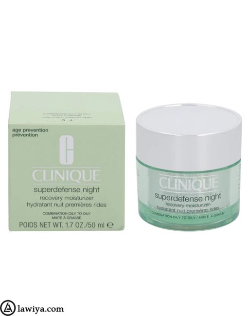 کرم شب جوانساز و آبرسان کلینیک اصل آمریکا 50 میل - clinique superdefense night recovery moisturizer 50ml