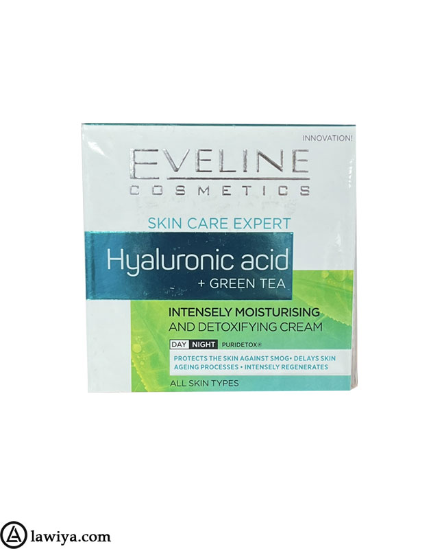 کرم شب و روز ضد چروک چای سبز و اسید هیالورونیک اولاین اصل فرانسه | eveline hyaluronic acid and green tea