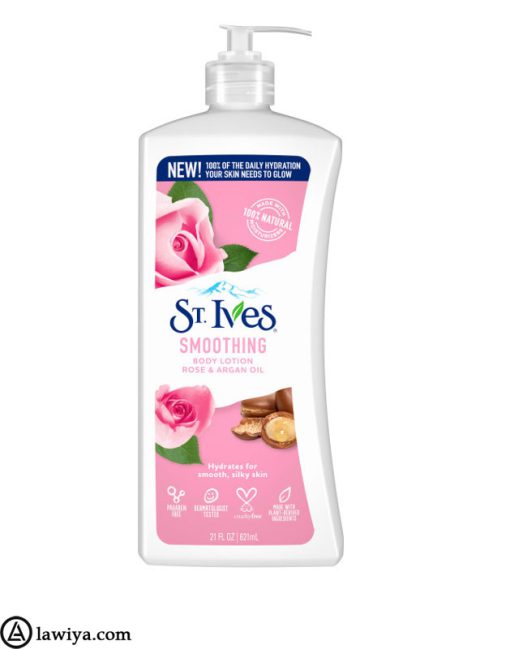 لوسیون بدن صاف کننده گل رز و روغن آرگان سینت ایوز اصل آمریکا | st ives smoothing body lotion rose and argan oil