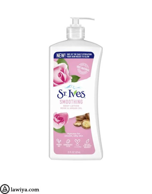 لوسیون بدن صاف کننده گل رز و روغن آرگان سینت ایوز اصل آمریکا | st ives smoothing body lotion rose and argan oil