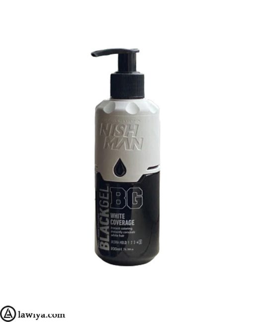 ژل حالت دهنده و ضد سفیدی مو نیش من 200 میلی اصل | nish man black gel white coverage ultra hold 5 200 ml