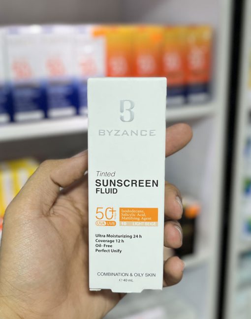 ضد آفتاب رنگی بیزانس اصل مناسب پوست چرب| Byzance colored sunscreen for oily skin spf 50