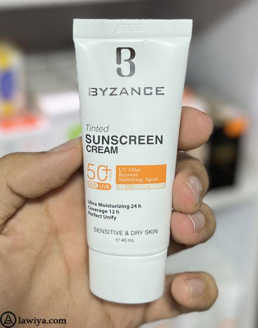 ضد آفتاب رنگی بیزانس مناسب پوست خشک | Byzance colored sunscreen suitable for dry skin spf 50