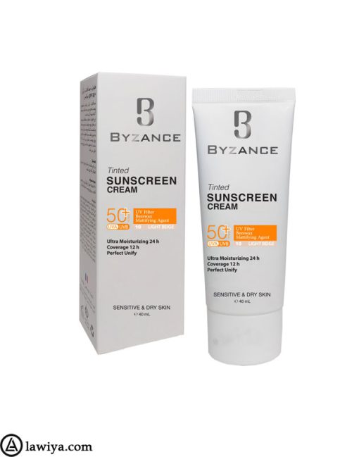 ضد آفتاب رنگی بیزانس مناسب پوست خشک | Byzance colored sunscreen suitable for dry skin spf 50