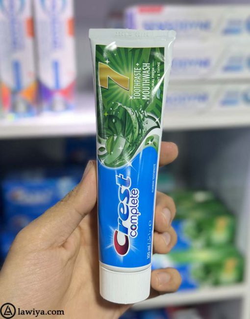 خمیر دندان کرست هفت نعناع و آویشن 100 میل اصل آلمان - Crest Complete 7 Toothpaste Herbal Mouthwash