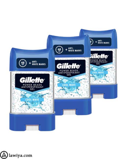 ژل شفاف ضد تعریق ژیلت مدل cool wave اصل آلمان مدل gillette power beads antiperspirant gel-75ml