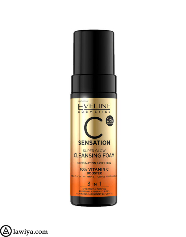 فوم شستشوی ویتامین سی اولاین اصل فرانسه - EVELINE C Sensation 3 In 1 Cleansing Foam 150ml