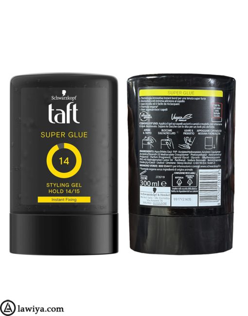 ژل حالت دهنده موی تافت اصل ایتالیا مدل سوپر گلو 14 | Schwarzkopf Taft Power Hair Gel Tube 300 ml