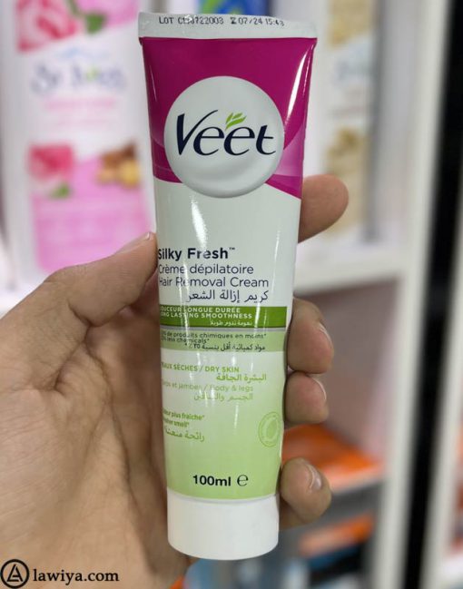 کرم موبر ویت پوست خشک 100 میل اصل فرانسه - Veet Hair Removal Cream Silky Fresh Dry Skin 100ml