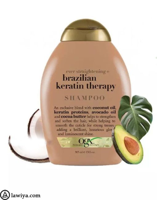 شامپو کراتین برزیلی او جی ایکس OGX حجم 385 میل|OGX Brazilian Keratin Smooth Shampoo