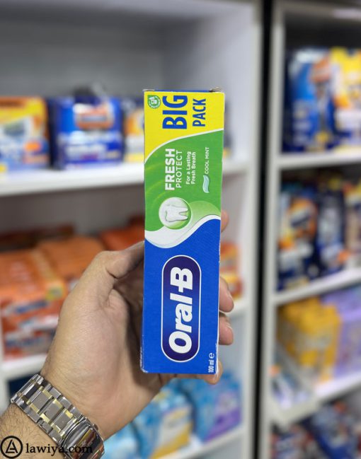 خمر دندان اورال بی فرش پروتکت اصل آلمان 100 میل تقویت مینای دندان و ضد پوسیدگی | Oral -B Fresh Protect Cool Mint Toothpaste