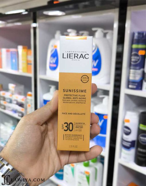 فلوئید ضد آفتاب ضد چروک و جوانساز لیراک مدل هیالورونیک spf30 اصل فرانسه 40 میل