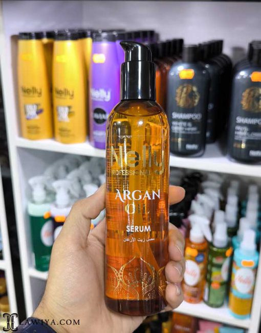 سرم مو روغن آرگان نلی پروفشنال NELLY مدل ARGAN OIL SERUM مناسب انواع مو اصل اسپانیا 300 میل