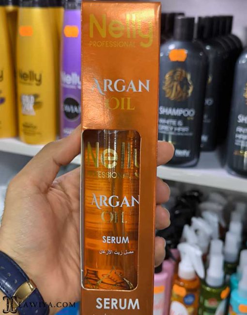 سرم مو روغن آرگان نلی پروفشنال NELLY مدل ARGAN OIL SERUM مناسب انواع مو اصل اسپانیا 300 میل