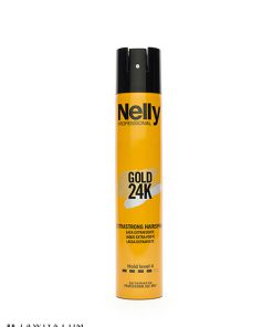 اسپری حالت دهنده و براق کننده مو فوق قوی نلی پروفشنال NELLY مدل GOLD 24K اصل اسپانیا 300 میل