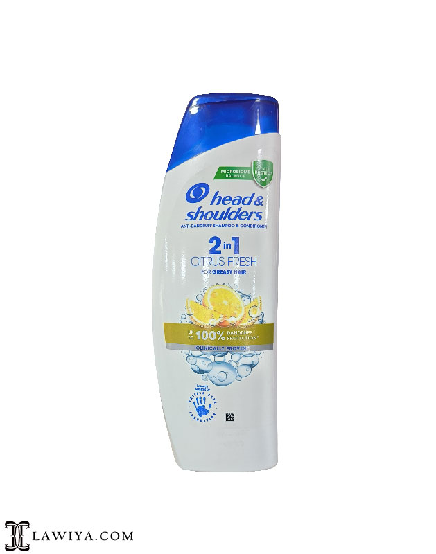 شامپو ضد شوره هد اند شولدرز لیمویی 2 در 1 موهای چرب اصل فرانسه 400 میل - Head and Shoulders 2 In 1 Citrus Fresh For Greasy Hair