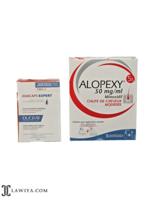 پک ضد ریزش مو ارثی پیر فابره محلول ضدریزش مو آلوپکسین 5% و آناکپس اکسپرت اصل فرانسه